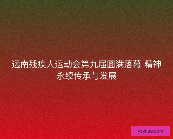 远南残疾人运动会第九届圆满落幕 精神永续传承与发展