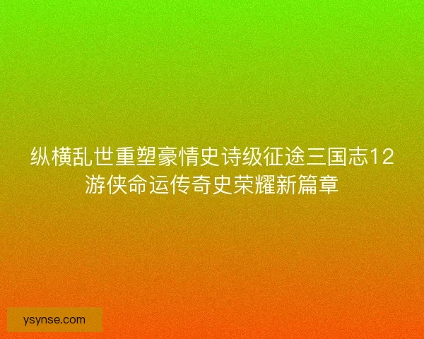 纵横乱世重塑豪情史诗级征途三国志12游侠命运传奇史荣耀新篇章
