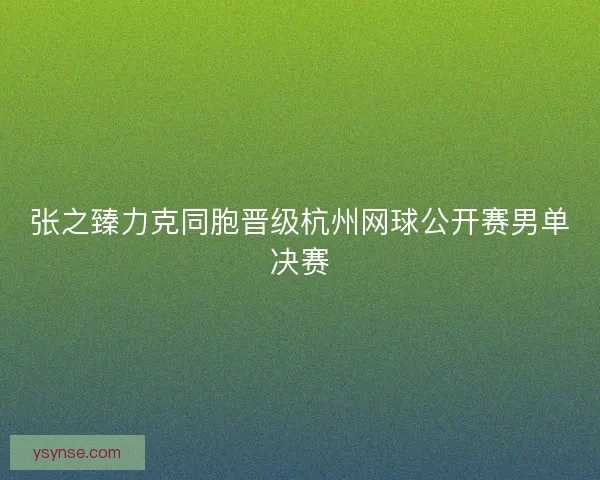 张之臻力克同胞晋级杭州网球公开赛男单决赛