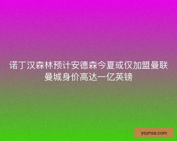 诺丁汉森林预计安德森今夏或仅加盟曼联曼城身价高达一亿英镑