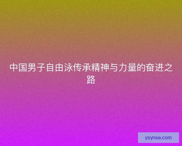 中国男子自由泳传承精神与力量的奋进之路
